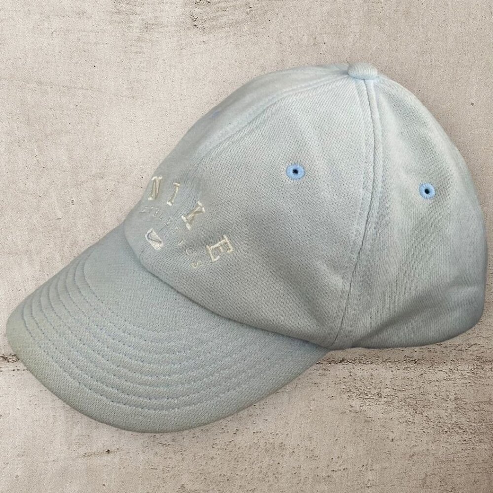 Vintage Nike Athletics Hat Y2K Strapback Light Blue Faded Embroidered Silver Tag